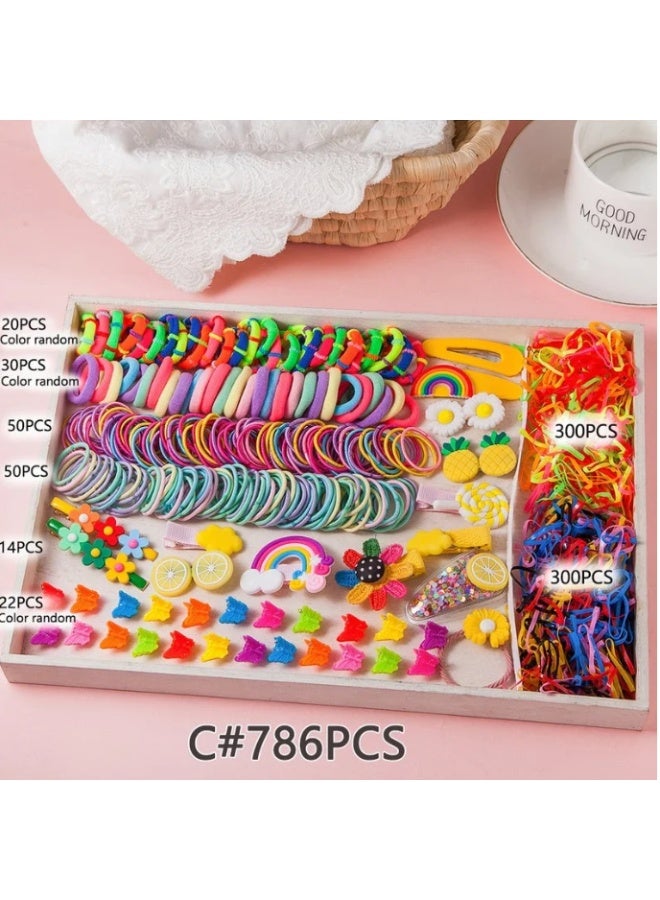 Children's party gift: send children's hair accessories princess gift box party handmade set, orange, sunshine daytime, 786-piece set (1 box)