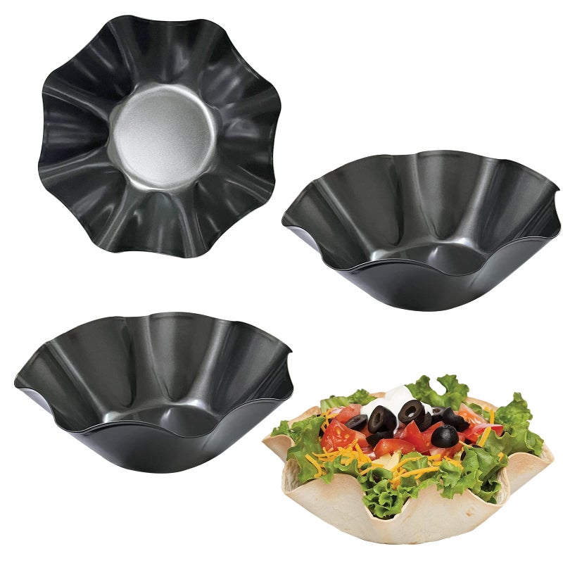 Skoxkoc Skoxkoc Large Taco Shell Bowl Maker Molds  3 Pack 84 Nonstick Carbon Steel Tortilla Maker Shell Pans Baking Molds Tostada for Frying Salad Bowls 3 