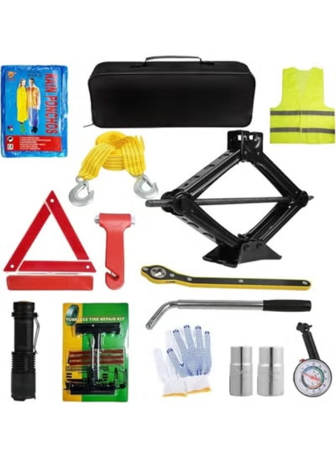 2-Ton Car Scissor Jack Kit – Tire Changing & Emergency Tool Set with Lug Wrench, Portable 15-Piece Car Lift Kit for Cars, Trucks & SUVs - Image 1