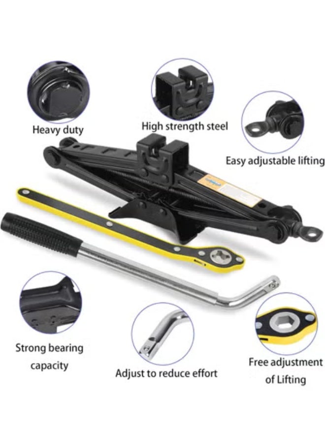 2-Ton Car Scissor Jack Kit – Tire Changing & Emergency Tool Set with Lug Wrench, Portable 15-Piece Car Lift Kit for Cars, Trucks & SUVs - Image 2