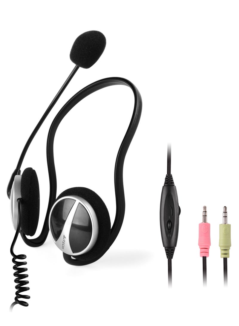 A4TECH A4TECH WIRED STEREO HEADSET HS-5P, NOISE CANCELLING MIC, BLACK - Image 1