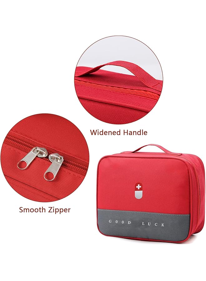 Wesoke First Aid Kit Bag Red Empty Medical Storage Bag Survival Medical Kit Portable Large Emergency Medical Supplies Pouch Bag for Home Outdoor Camping Hiking Travel - Image 3
