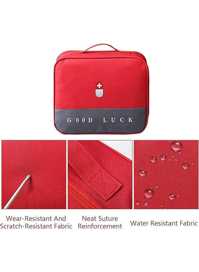 Wesoke First Aid Kit Bag Red Empty Medical Storage Bag Survival Medical Kit Portable Large Emergency Medical Supplies Pouch Bag for Home Outdoor Camping Hiking Travel - Image 4