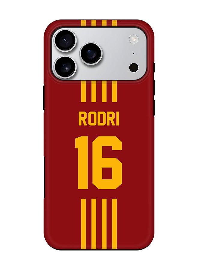 Stylizedd غطاء مغناطيسي Tough Pro لجهاز iPhone 17 Pro Max، طبقتين هجين PC + TPU، غطاء موبايل غير لامع - كرة القدم - إسبانيا، رودري - Image 1