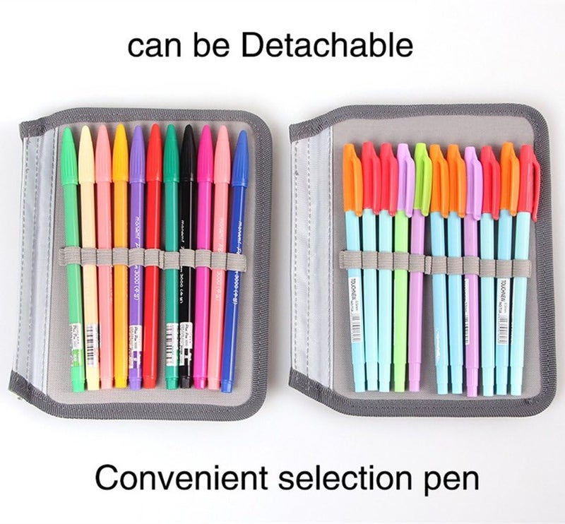 3 Layer Large Capacity Pencil Case 72 Slots Zipper Pen Holder Multi Functional Storage Pouch for Drawing Painting Art Supplies (Black) - Image 3