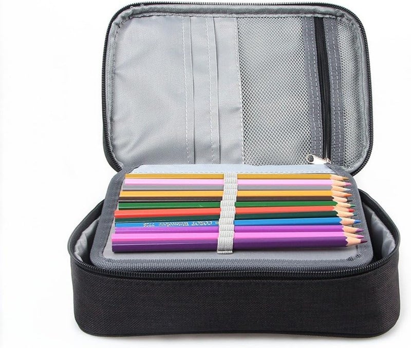 3 Layer Large Capacity Pencil Case 72 Slots Zipper Pen Holder Multi Functional Storage Pouch for Drawing Painting Art Supplies (Black) - Image 4