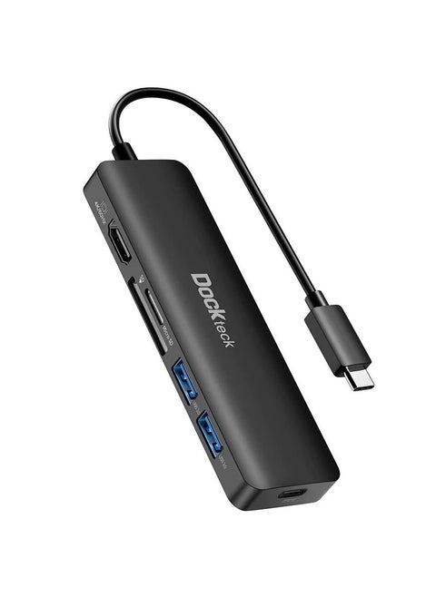 USB C Hub HDMI PD Adapter, Dockteck 6-in-1 Type C Hub with 4K 60Hz, 100W PD, SD & microSD Card Reader, 2 USB 3.0 Data 5Gbps, USB-C Adapter for for MacBook Air / Pro, Surface Pro 7 / 8, XPS and More