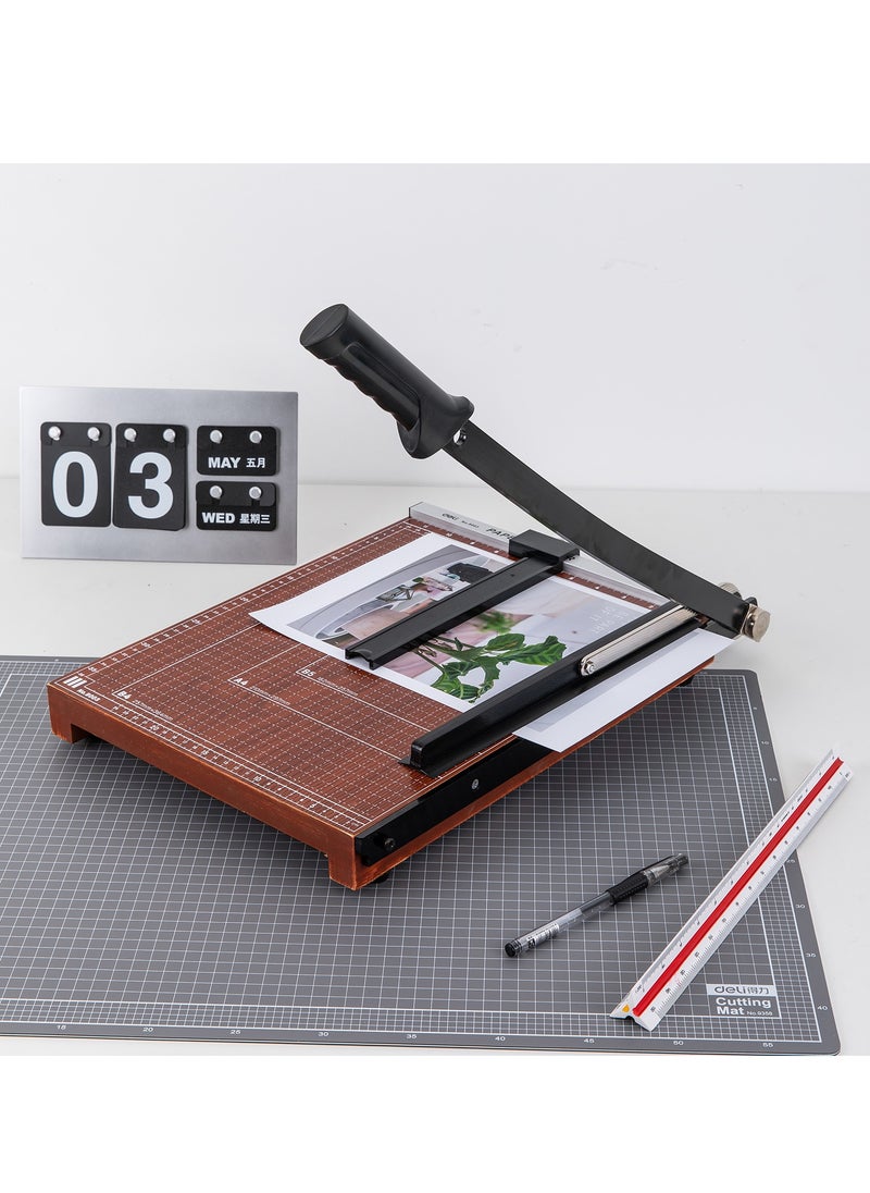 Deli - Deli Paper Trimmer, Paper Cutter with Wood Base, 380mmX300mm (E8003) - Image 1