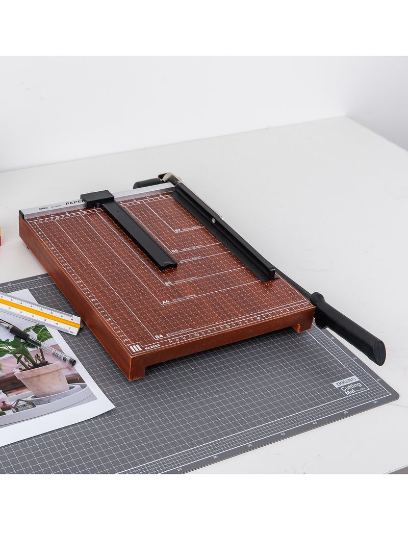 Deli - Deli Paper Trimmer, Paper Cutter with Wood Base, 380mmX300mm (E8003) - Image 1