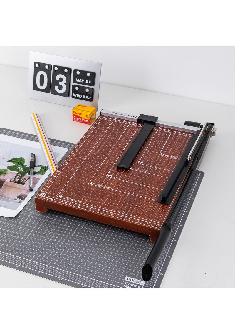 Deli - Deli Paper Trimmer, Paper Cutter with Wood Base, 380mmX300mm (E8003) - Image 1