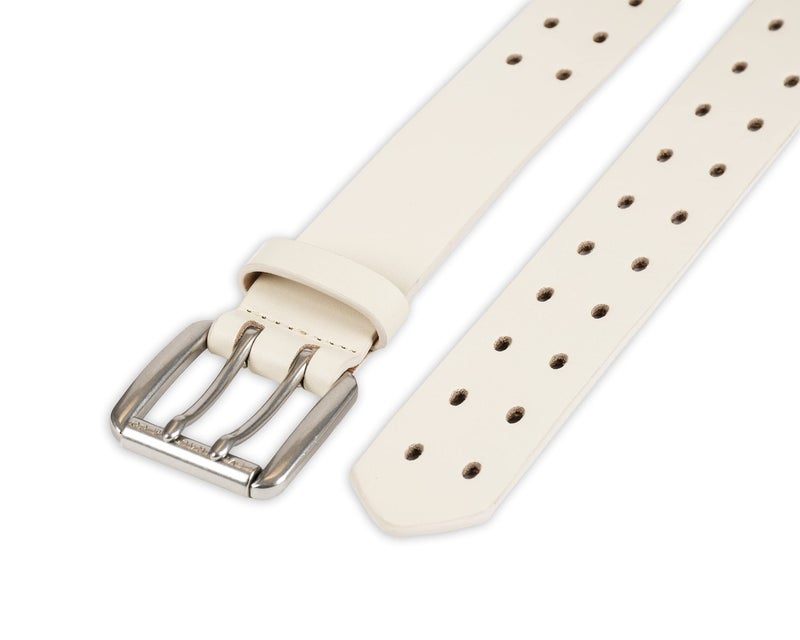 Levi's Women's Fully Adjustable Peforated Belt with Double Prong Buckle, Ivory, Medium - Image 4