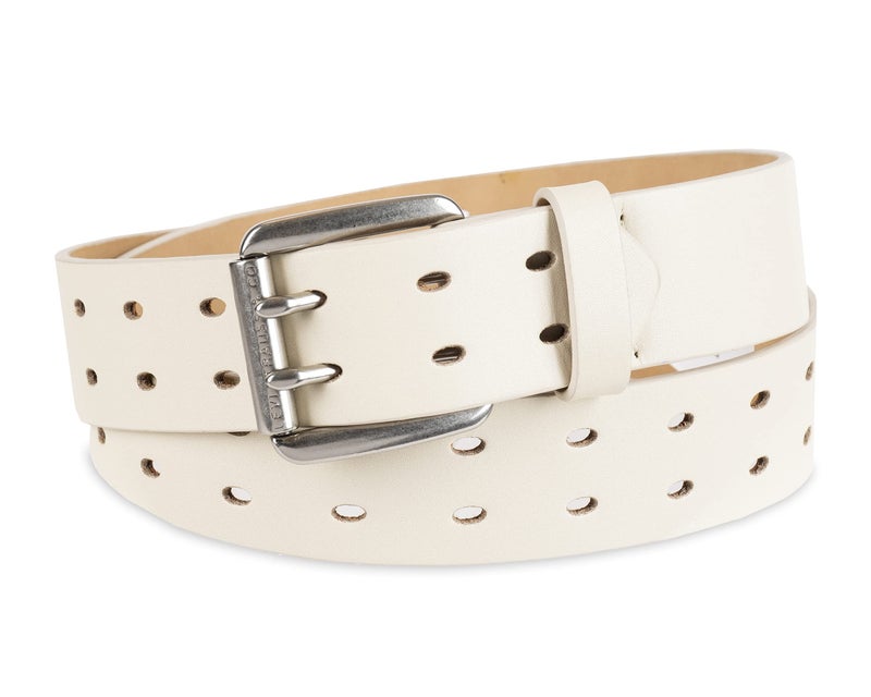 Levi's Women's Fully Adjustable Peforated Belt with Double Prong Buckle, Ivory, Medium - Image 1