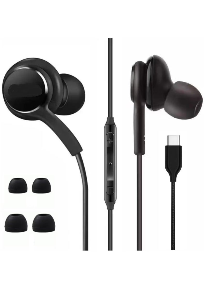 ELTRAZONE ELTRAZONE In-Ear Stereo Headphones for Samsung Galaxy S24/S23/S22/S21/S20, Note 10/10+ – Type-C Connector with Microphone & Volume Control (Black)