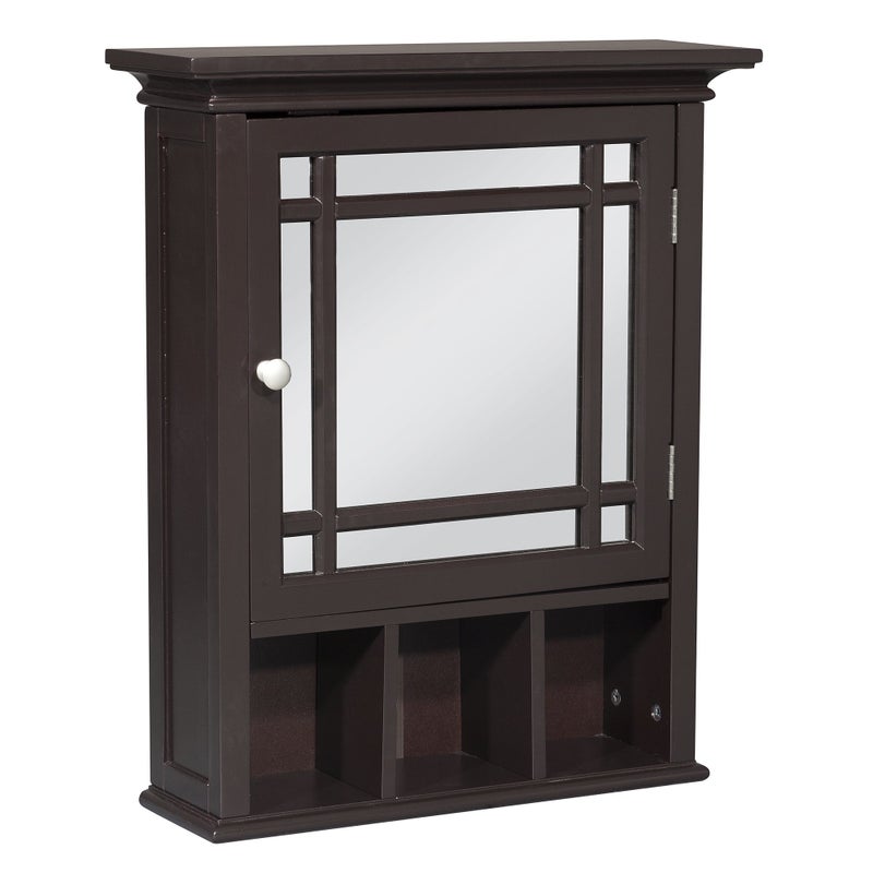 Teamson Home Teamson Home Neal Wooden Over The Toilet Bathroom Removable Wall Medicine Cabinet with 1 Adjustable Shelf 5 Storage Spaces 1 Mirrored Glass Door and 1 Clear Knob Espresso 
