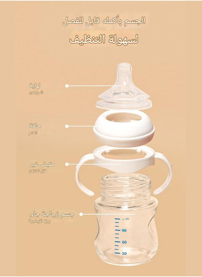tangs - High Borosilicate Glass Baby Bottle for 6+ Months - Natural Feel, Anti-Colic, Breastfeeding-like Nipple, Clear Scale, BPA-Free, Leak-Proof, 360° Tilt-Proof, Easy to Clean, Durable & Safe for Babies - Image 1