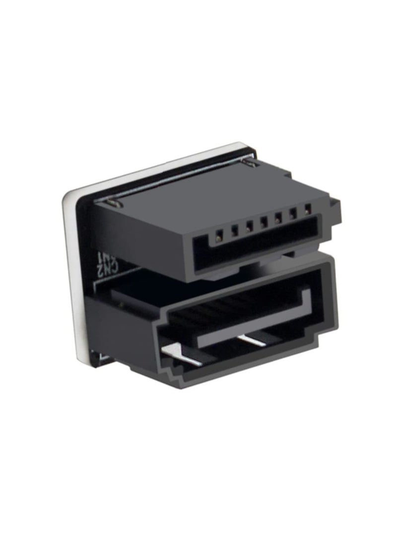 SYOSI Single SATA 7Pin Female to Male Angled Adapter with 360° rotation, ideal for SSD, HDD, desktop, motherboard installation in tight spaces. Durable cable adapter for reliable data transfer (Black) - Image 1