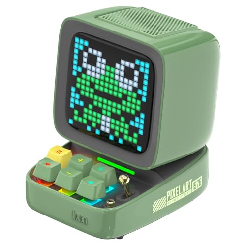 Divoom Ditoo Retro Pixel Art Bluetooth Speaker, Custom Pixel Screen Desk/Bedside Clock with White Noise & Gentle Alarm, Mini Speaker with Games, USB-C and App Control (Green) - Image 1