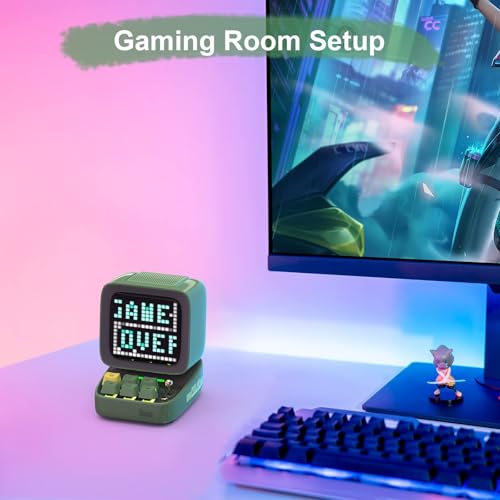 Divoom Ditoo Retro Pixel Art Bluetooth Speaker, Custom Pixel Screen Desk/Bedside Clock with White Noise & Gentle Alarm, Mini Speaker with Games, USB-C and App Control (Green) - Image 3