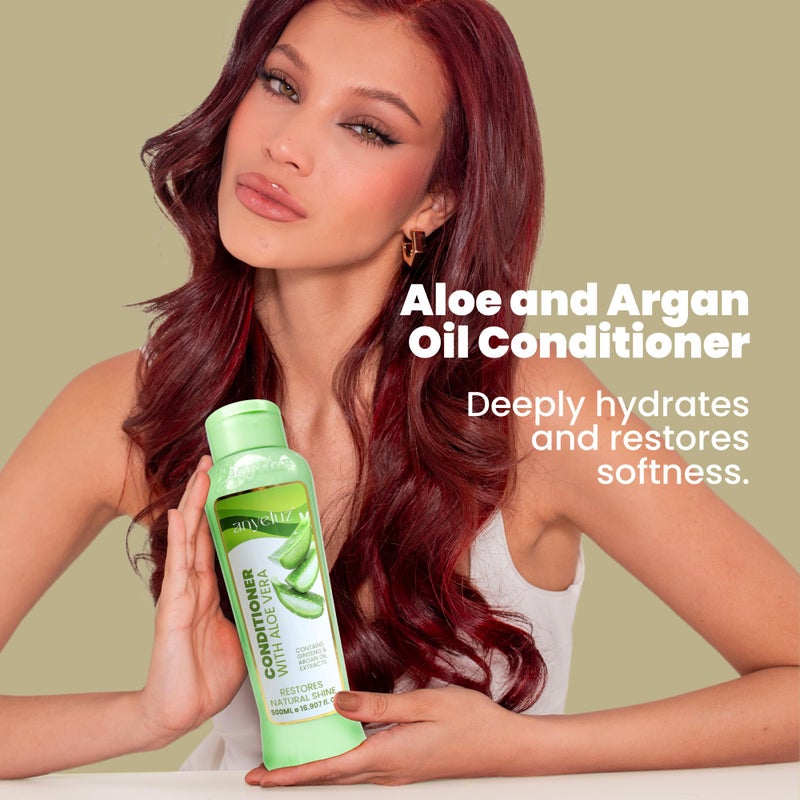ANYELUZ Aloe Vera Argan Oil Conditioner, Moisture-Rich and Lightweight Nourishing Formula, Detangler for All Hair Types, Daily Use - Image 2