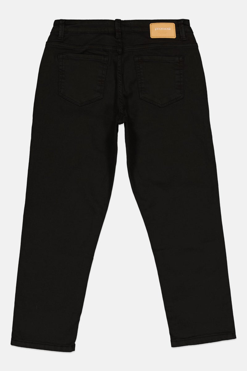 promod Women Regular Fit Solid Stretchable Jeans, Black - Image 3