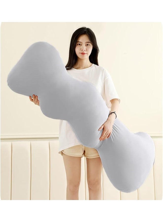 Large Body Pillow, Breathable Long Cloud Shape Pillow for Side Sleeper, Cooling Memory Foam Body Pillow Big Large Firm Full Body Pillow for Adults, 130*50cm (Grey) - Image 2