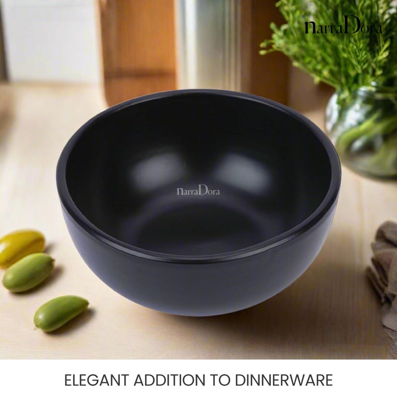 NARRADORA Sango Coupe Stoneware Set | 4 Pcs Veg Bowl | Premium Crockery Perfect for Gifiting | Lead & Cadmium Free, Mircowave & Dishwasher Safe | Stoneware | Matt Finish | Black - Image 4