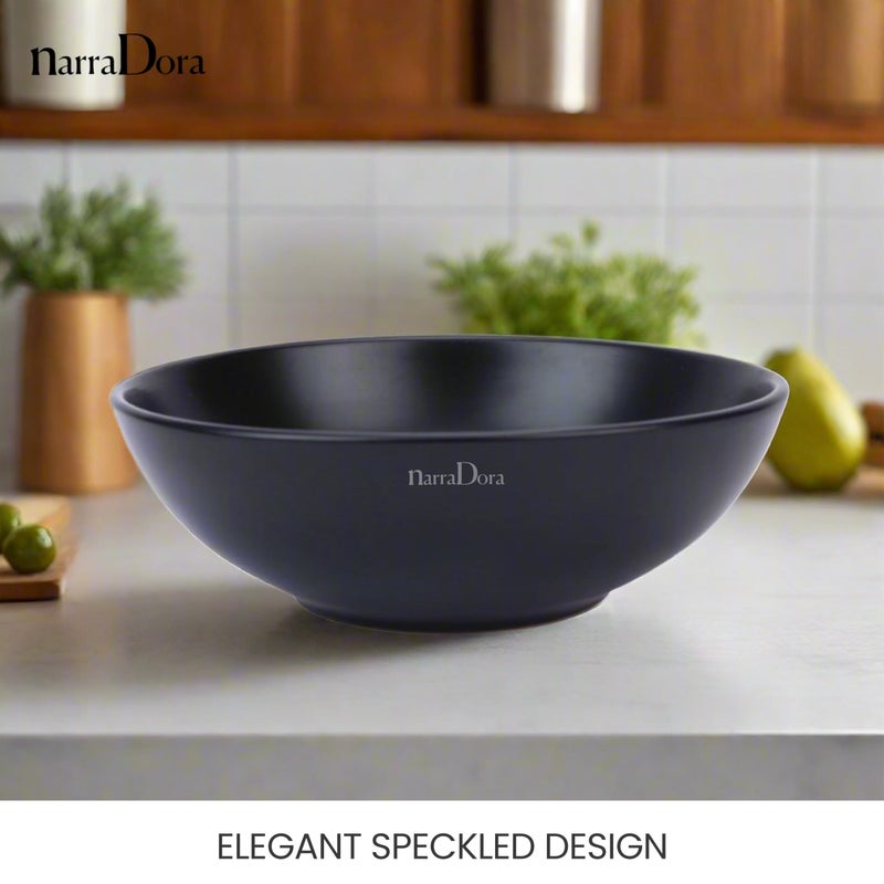 NARRADORA Sango Coupe Stoneware Set | 4 Pcs Veg Bowl | Premium Crockery Perfect for Gifiting | Lead & Cadmium Free, Mircowave & Dishwasher Safe | Stoneware | Matt Finish | Black - Image 5