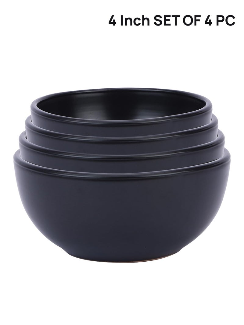 NARRADORA Sango Coupe Stoneware Set | 4 Pcs Veg Bowl | Premium Crockery Perfect for Gifiting | Lead & Cadmium Free, Mircowave & Dishwasher Safe | Stoneware | Matt Finish | Black - Image 2