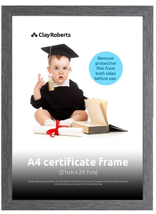 Clay Roberts - A4 Frame, Photo Frame, Dark Grey A4, Pack of 3, Picture Frame, Certificate Frame, Art Print Poster Frame, Freestanding and Wall Mountable, 21cm x 29.7cm Picture Frame Set - Image 1