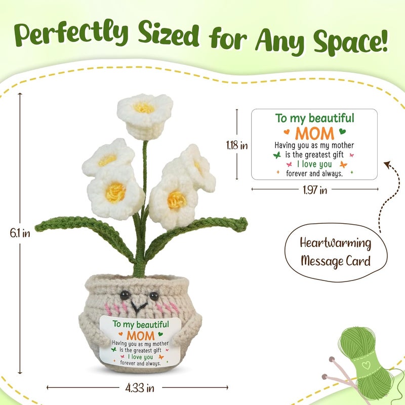 OASSIE Christmas Birthday Gifts for Mom from Daughter Son - Positive Crochet Lily Flower with Card - I Love You Birthday Inspirational Gifts for Mother Mama Mother in Law, Stocking Stuffers for Women - Image 3