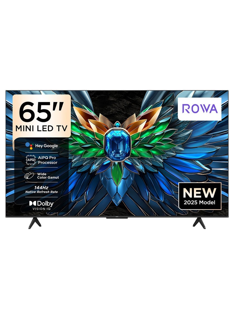 ROWA 65R85 Television 65 Inch Smart TV 4K Mini LED Colorful Quantum Crystal HDR 10+ Gaming Google TV, 144Hz Native Refresh Rate, MEMC,Dolby Atmos, Game Master (2025 Model) - Image 1