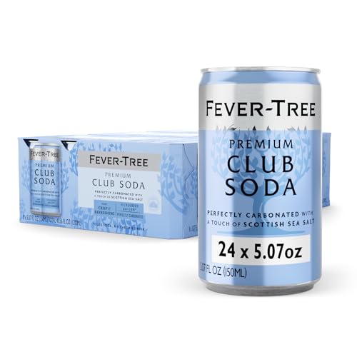 FEVER TREE Fever-Tree Club Soda - Premium Quality Mixer - Refreshing Beverage for Cocktails & Mocktails. Naturally Sourced Ingredients, No Artificial Sweeteners or Colors - 5.1 Fl Oz - Pack of 24 - Image 1