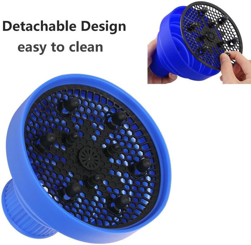 KUAZIVI Universal Collapsible Hair Dryer Diffuser Travel and Easy Storage Diffuser Fit Most of Hair Dryer (Blue) - Image 3
