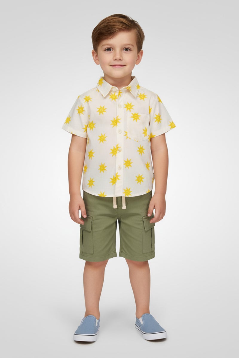 Freestyle Toddlers Boy 2 Pieces Allover Print Shirt And Shorts Set, Multicolor - Image 1