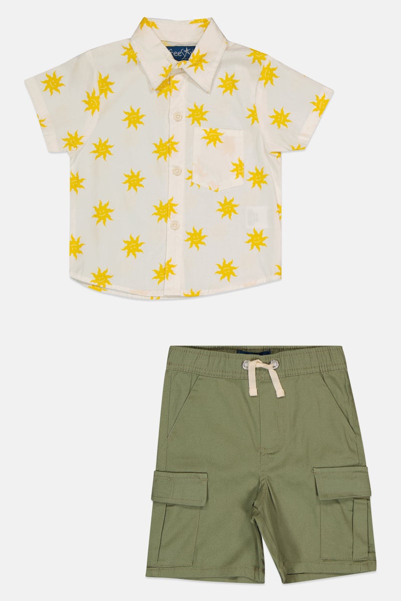 Freestyle Toddlers Boy 2 Pieces Allover Print Shirt And Shorts Set, Multicolor - Image 2