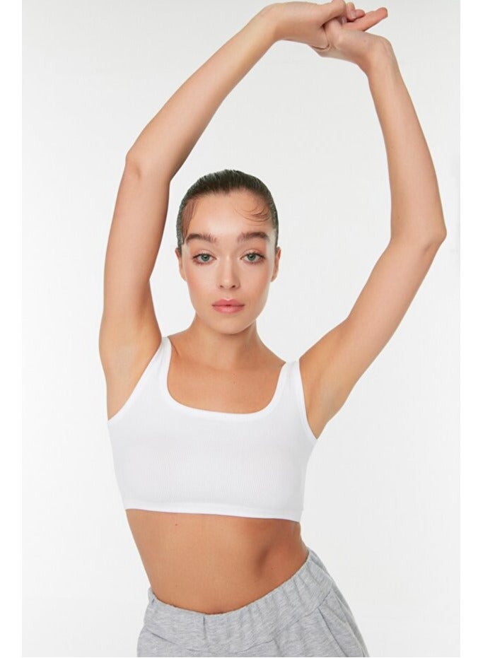 trendyol White Seamless/Seamless Light Support/Shape Thick Strap Knitted Sports Bra - Image 3