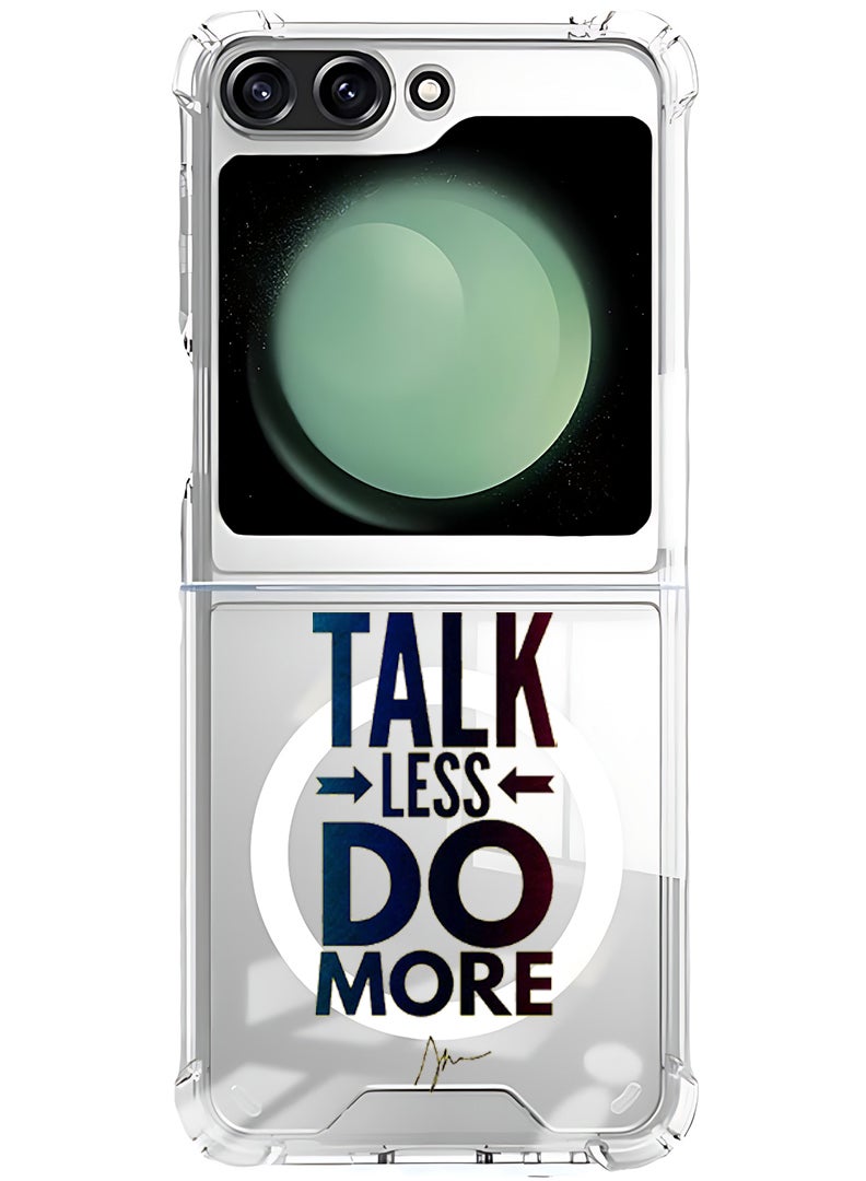 Theodor Magnetic Case for Samsung Galaxy Z Flip 6 Compatible with MagSafe Wireless Charging, Shockproof Phone Bumper Cover talk less do more - Image 1