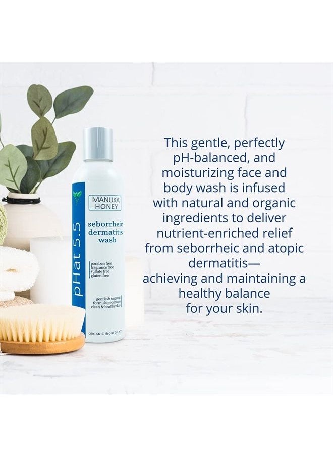 pHat 5.5 - Seborrheic & Atopic Dermatitis Gentle Face Wash with Manuka Honey - Natural & Organic Face Cleanser & Body Wash For Sensitive Skin - Hypoallergenic, Paraben Free & Sulfate Free Acne Face Wash (8 oz) - Image 1