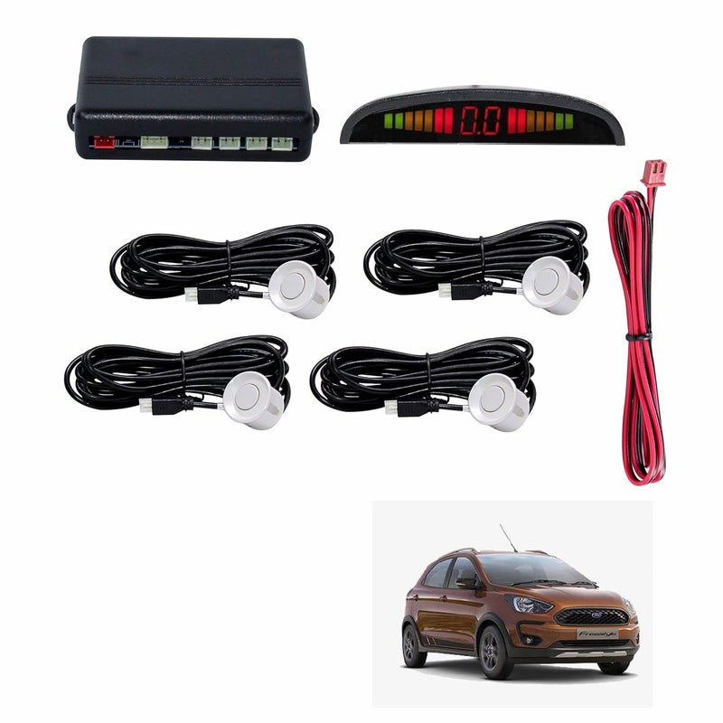 Asryd حساس ركن السيارة أسريد مع شاشة LED 4 حساسات ركن خلفي رادار أوتوماتيكي لفورد فريستايل (أبيض) - Image 1