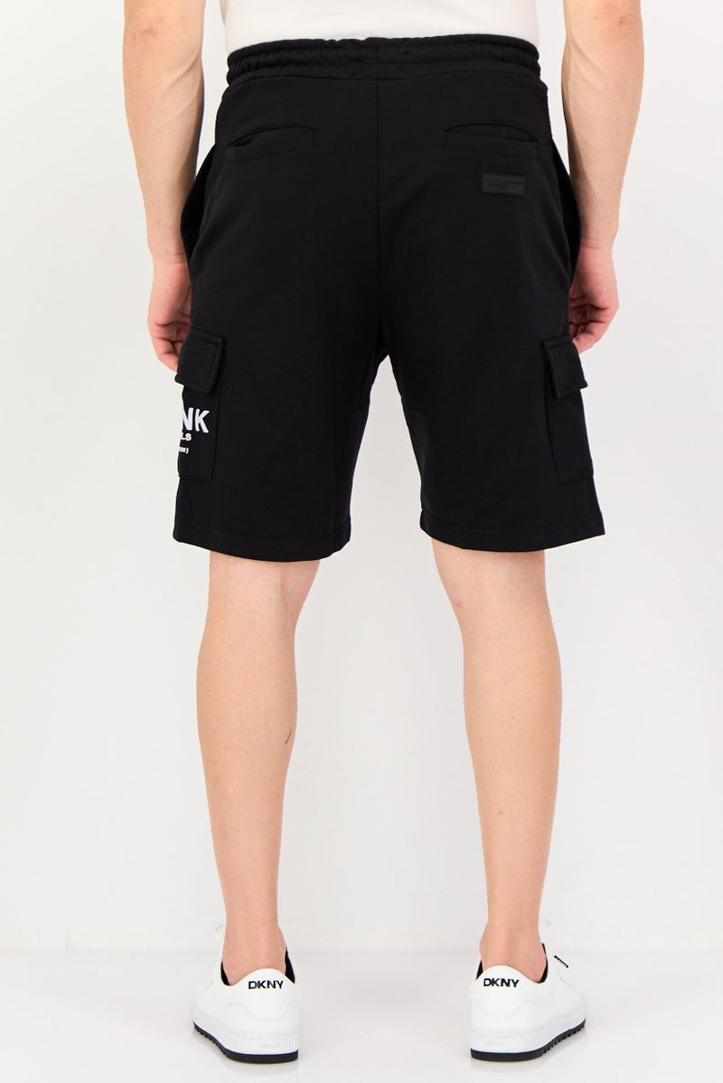 Blank Essentials Men Brand Logo Cargo Shorts, Black - Image 3