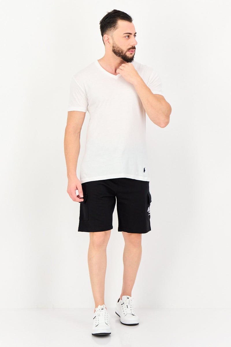 Blank Essentials شورتات كارجو للرجال بشعار العلامة التجارية، أسود - Image 4