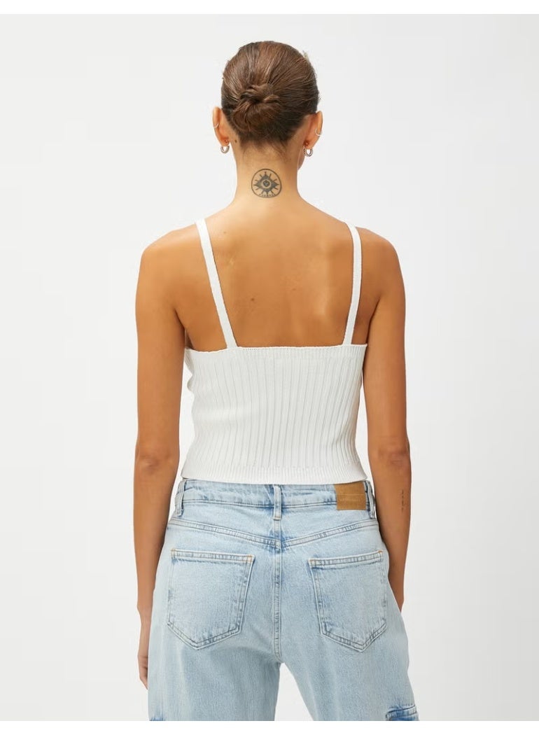 KOTON Crop Knitted Undershirt Strap V Neck - Image 4