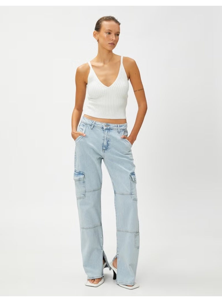 KOTON Crop Knitted Undershirt Strap V Neck - Image 2