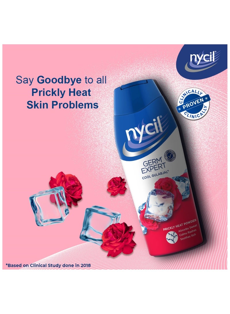 Nycil Germ Expert Cooling Talc - Prickly Heat powder Cool Gulabjal Cooling Talc Body Powder - Image 3