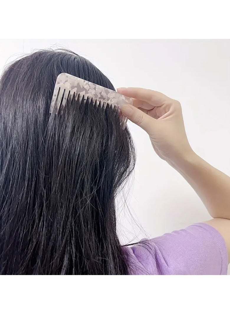 Ucanbe 2pcs Luxurious Marble Pattern Wide-Tooth Hair Comb - Anti-Static, Ideal for Long, Curly & Thick Hair, Durable Acetate Material - Image 4