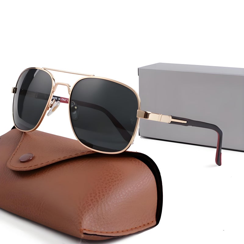 POLICE Men's Cycling Glasses Fashion Sunglasses Metal High-end Sunglasses Black Frame with UV Lenses - Image 1