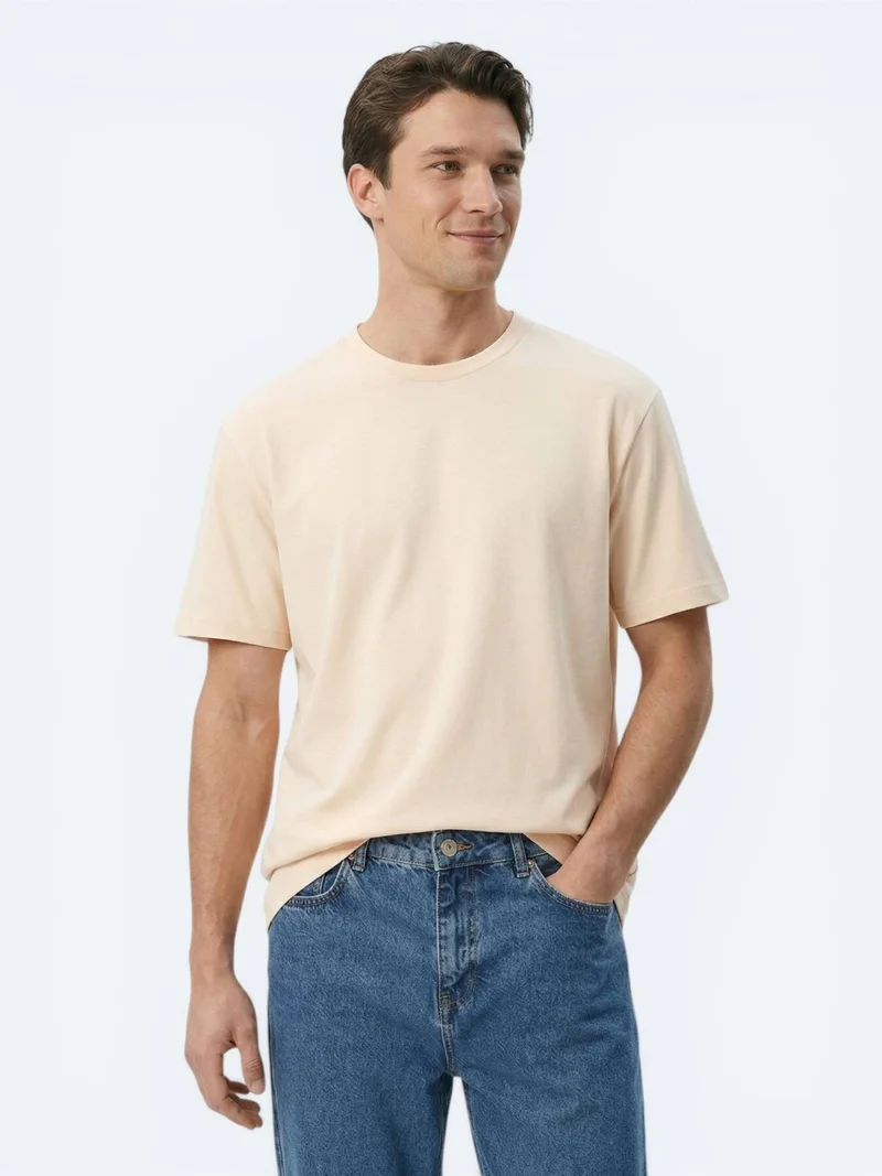 Kip Salmon Plain Cotton Blended T-Shirt