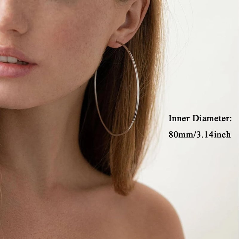CERSLIMO 4 Pairs Silver Hoop Earrings for Women- 925 Hypoallergenic Sterling Silver Hoop Earrings Set,Large Minimalist Silver Hoops Gifts(30MM 40MM 50MM 60MM) - Image 4