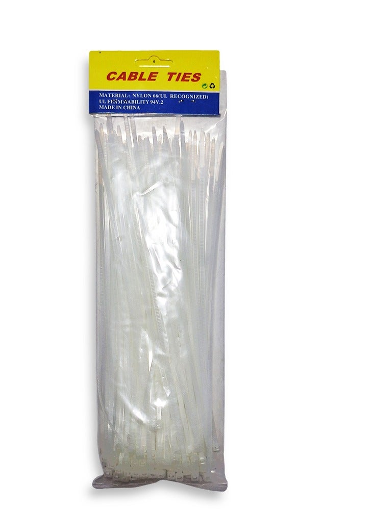 Plastic White Cable Tie Belt Electricity Cable - Pack of 100 .Multi Sizes (4 * 250mm)