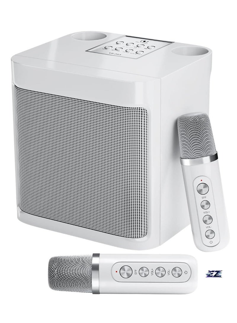 ELTRAZONE Karaoke Machine for Gift - Portable Wireless Karaoke Speaker, Bluetooth, Microphone, LED Lights, Rechargeable, Perfect for Parties, Kids, and Adults, White Color – Ideal Gift for Any Occasion  - Image 1